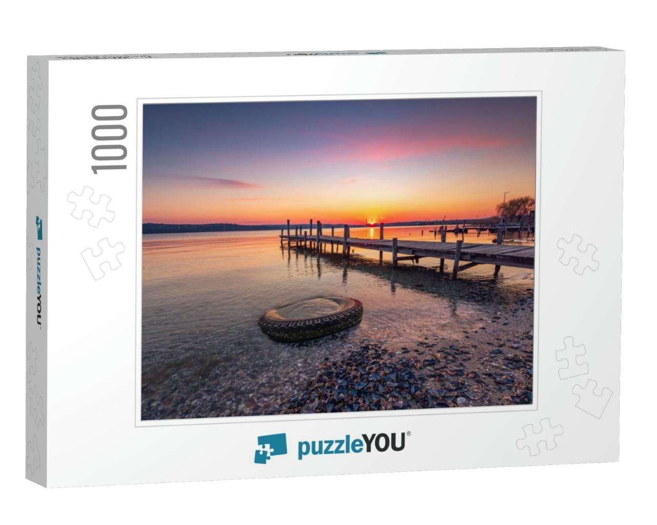 Small Dock & the Lake At Sunset... Jigsaw Puzzle with 1000 pieces