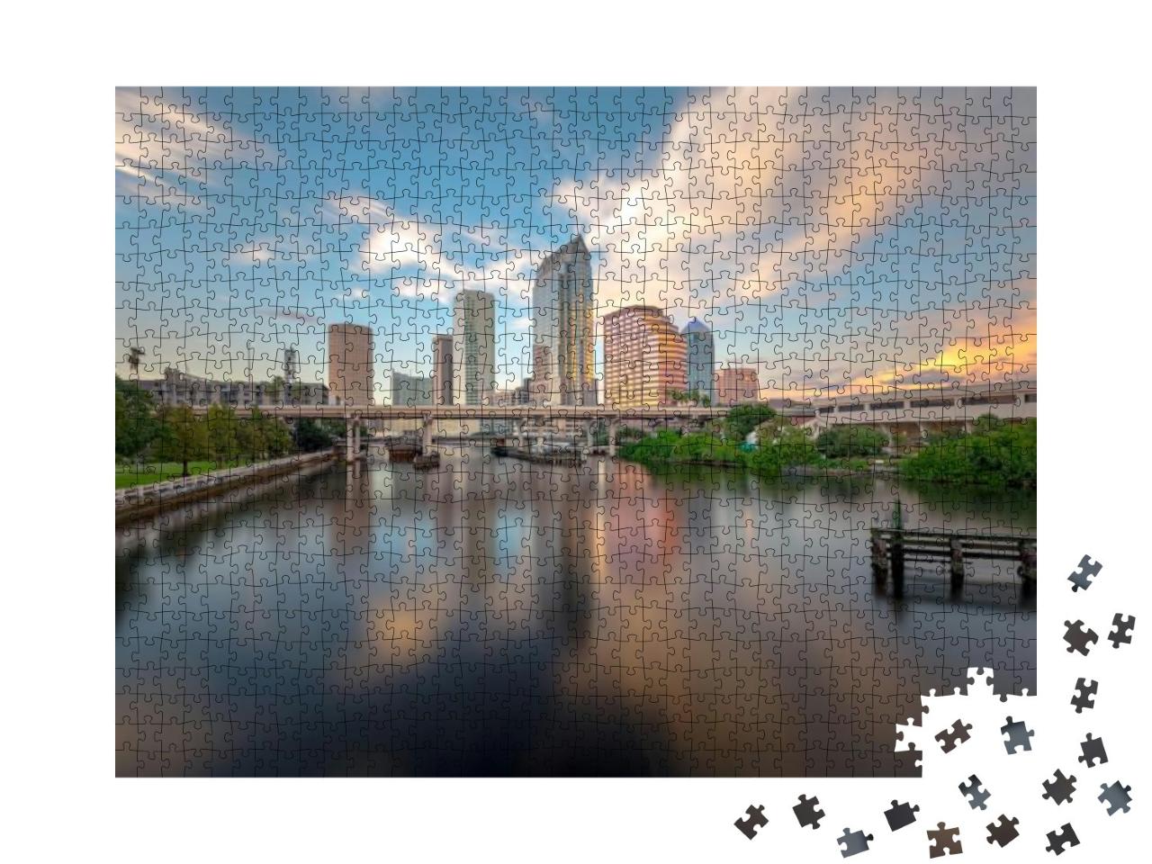 Tampa Skyline Sunset Reflection... Jigsaw Puzzle with 1000 pieces