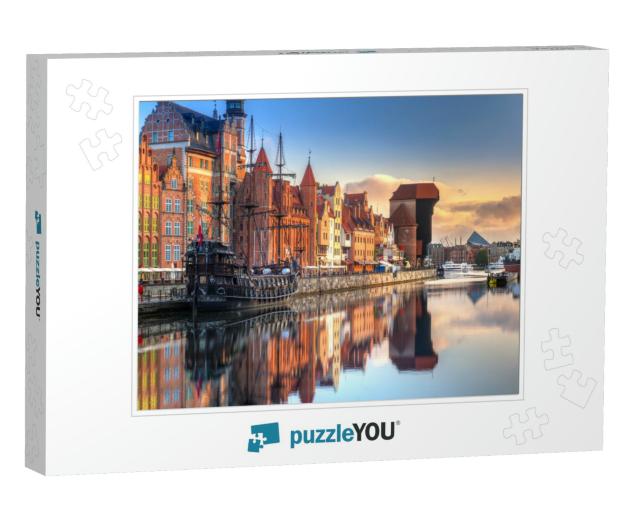 Gdansk with Beautiful Old Town Over Motlawa River At Sunr... Jigsaw Puzzle