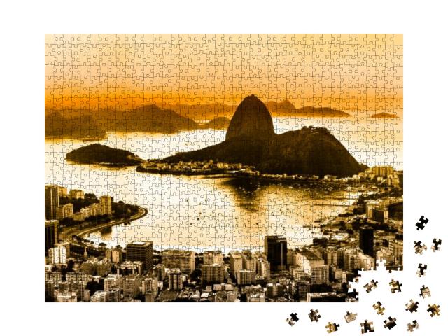 Rio De Janeiro, Brazil. Suggar Loaf & Botafogo Beach View... Jigsaw Puzzle with 1000 pieces