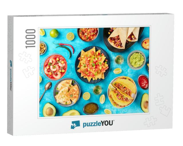 Mexican Food, Many Dishes of the Cuisine of Mexico, Flat... Jigsaw Puzzle with 1000 pieces