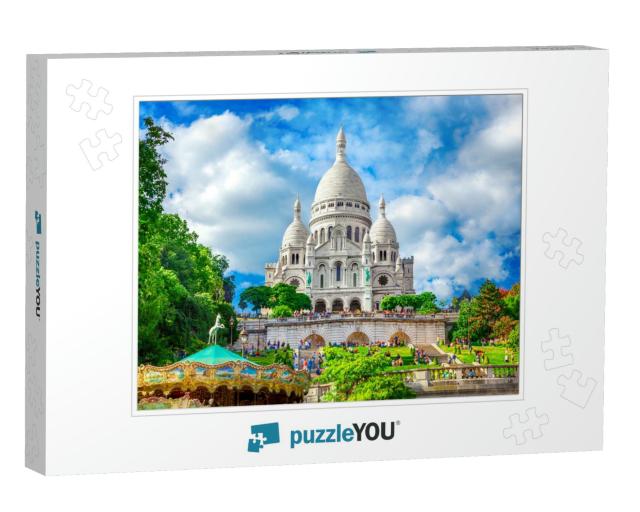 Basilica Sacre Coeur in Montmartre in Paris, France... Jigsaw Puzzle