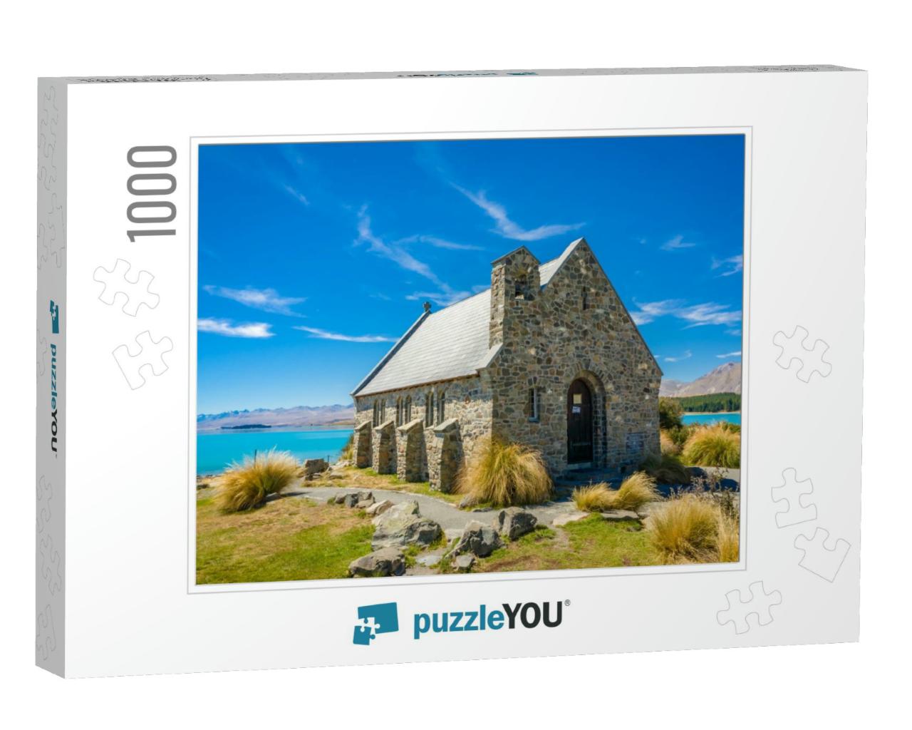 Little Church by a Turquoise Lake... Jigsaw Puzzle with 1000 pieces