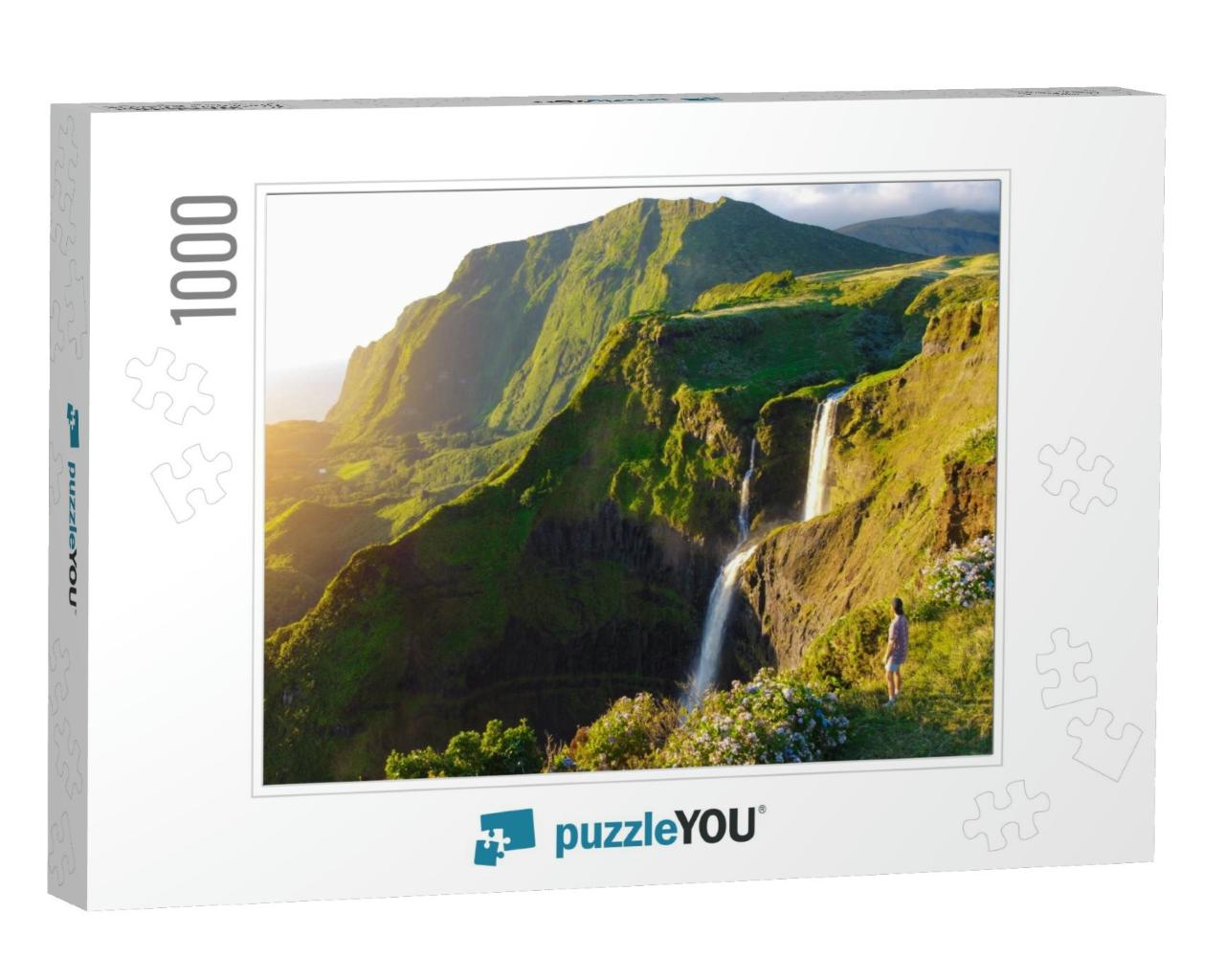 Lush Paradise Views Over Green Valley, Dramatic Cliffs &... Jigsaw Puzzle with 1000 pieces