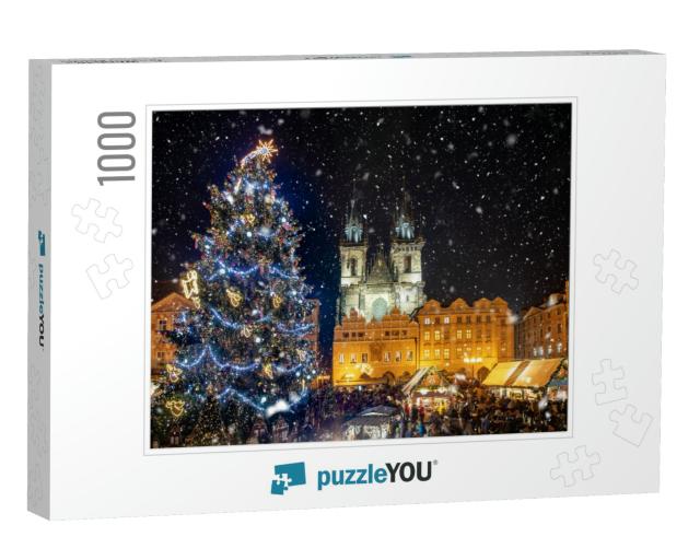 Beautiful View to the Old Town Square of Prague During Ni... Jigsaw Puzzle with 1000 pieces