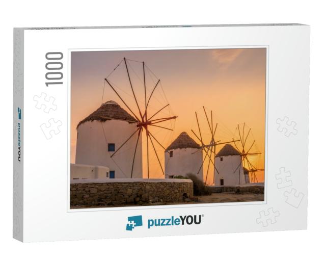 Sun Set View of Famous & Traditional Greek Windmills in M... Jigsaw Puzzle with 1000 pieces