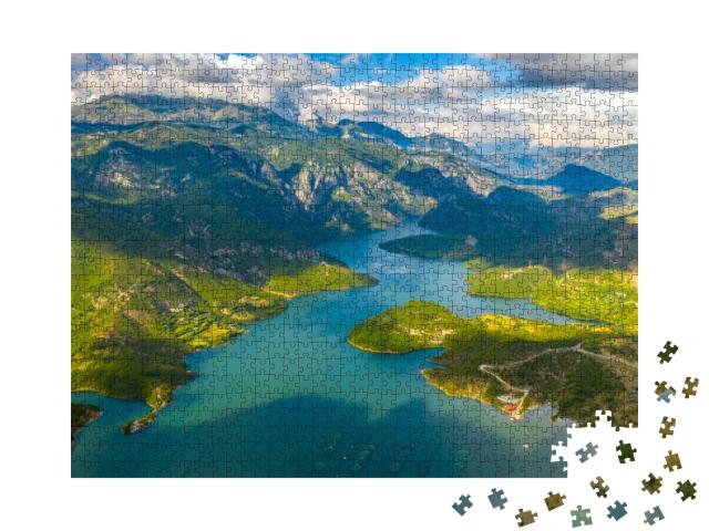 The Stunning Lakes of Albania. Aerial View... Jigsaw Puzzle with 1000 pieces