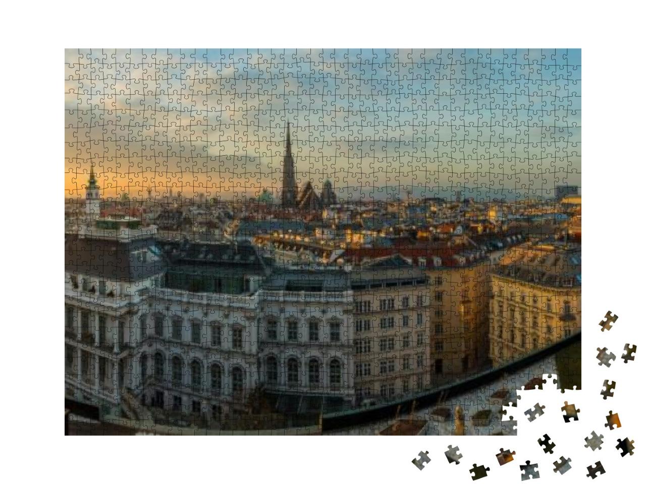 Vienna Skyline Panorama At Sunset... Jigsaw Puzzle with 1000 pieces