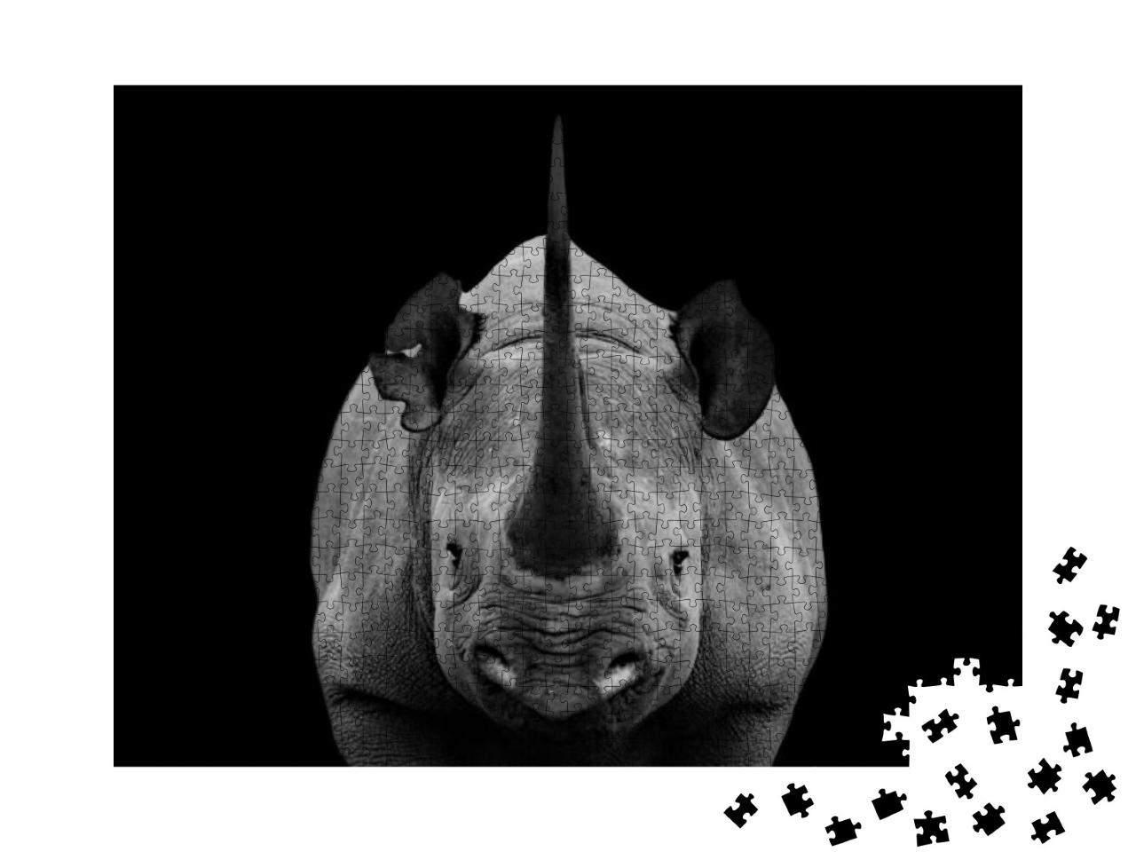 Big Horn Dangerous Rhino Standing... Jigsaw Puzzle with 1000 pieces