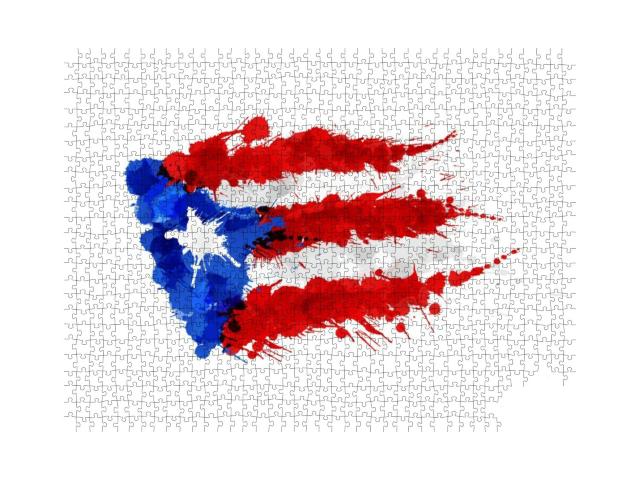Flag of Puerto Rico Made of Colorful Splashes... Jigsaw Puzzle with 1000 pieces