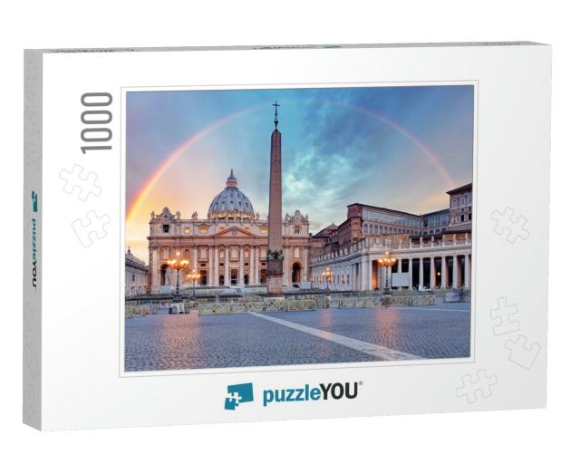 Vatican - Saint Peters Square with Rainbow, Rome... Jigsaw Puzzle with 1000 pieces