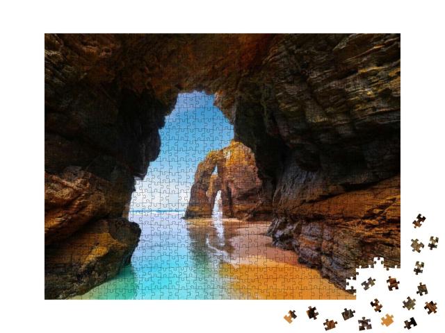Playa Las Catedrales Catedrais Beach in Ribadeo Galicia o... Jigsaw Puzzle with 1000 pieces