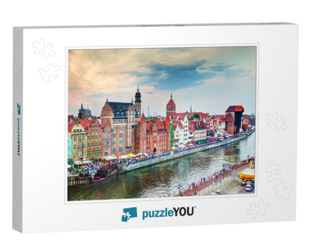 Top View on Gdansk Old Town & Motlawa River, Poland At Su... Jigsaw Puzzle