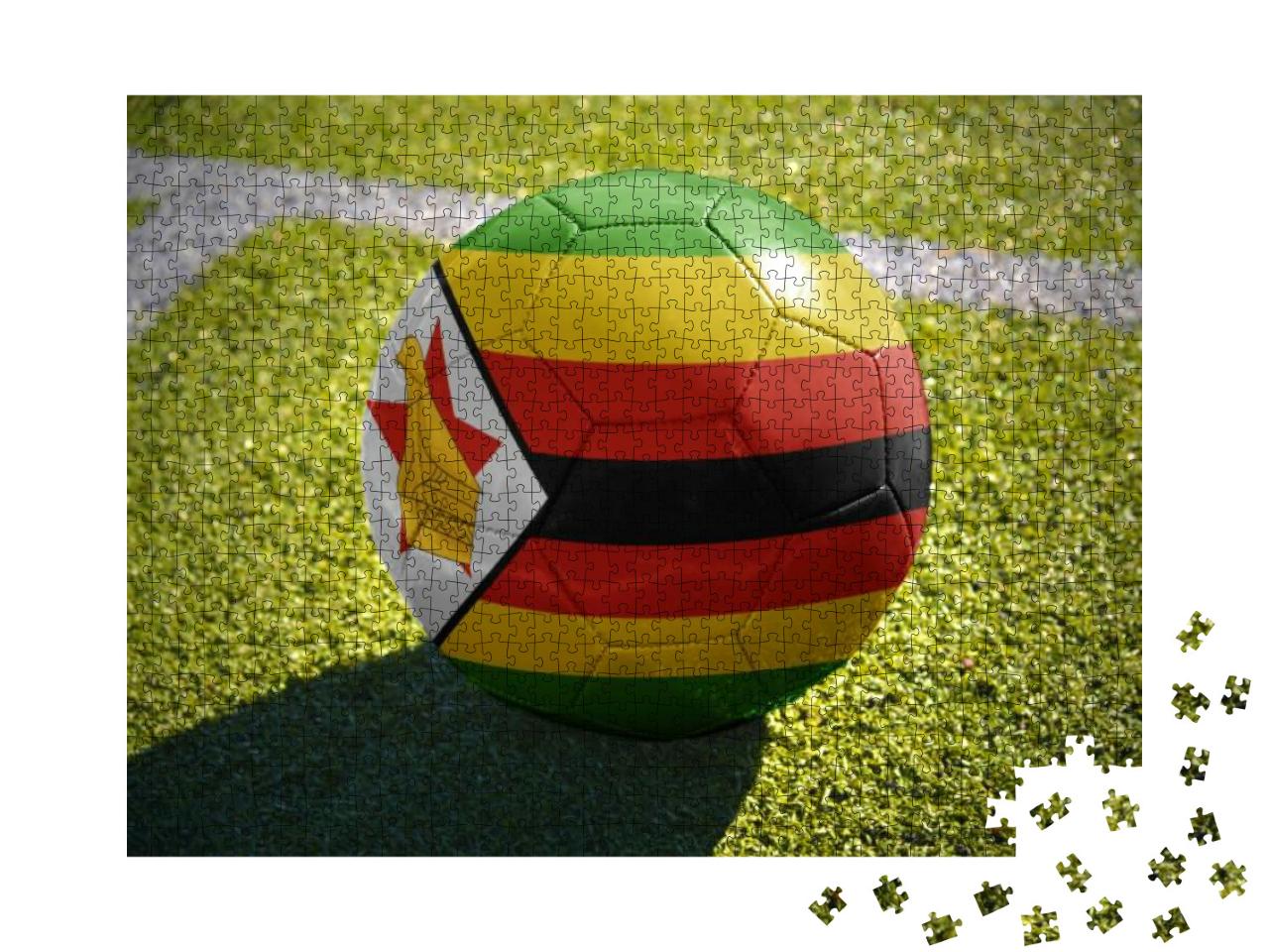 Football Ball with the National Flag of Zimbabwe Lies on... Jigsaw Puzzle with 1000 pieces