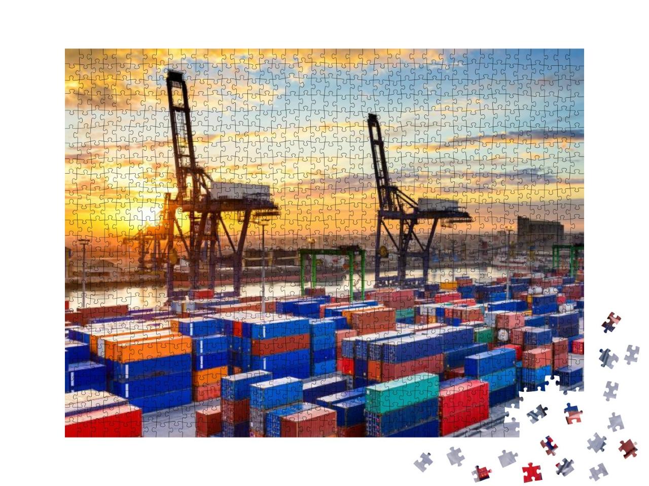 Industrial Port At Dawn At the Port of Casablanca, Morocc... Jigsaw Puzzle with 1000 pieces
