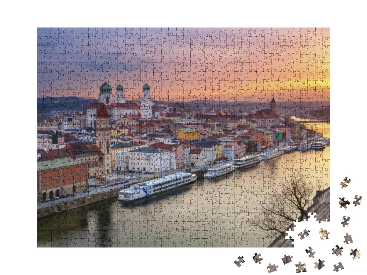 Passau. Passau Skyline During Sunset, Bavaria, Germany... Jigsaw Puzzle with 1000 pieces