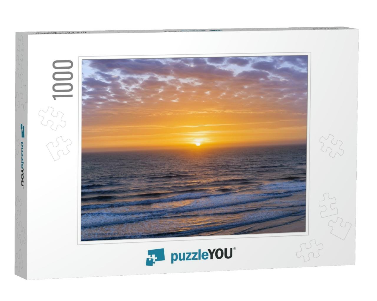 Sunrise Over Atlantic Ocean with Dramatic Sky in Florida... Jigsaw Puzzle with 1000 pieces