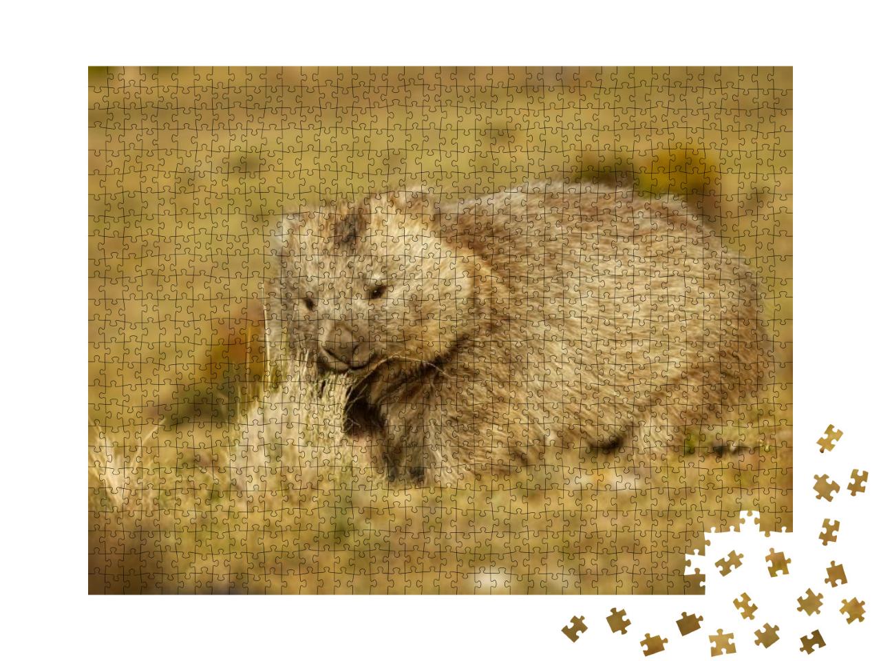 Vombatus Ursinus - Common Wombat in the Tasmanian Scenery... Jigsaw Puzzle with 1000 pieces