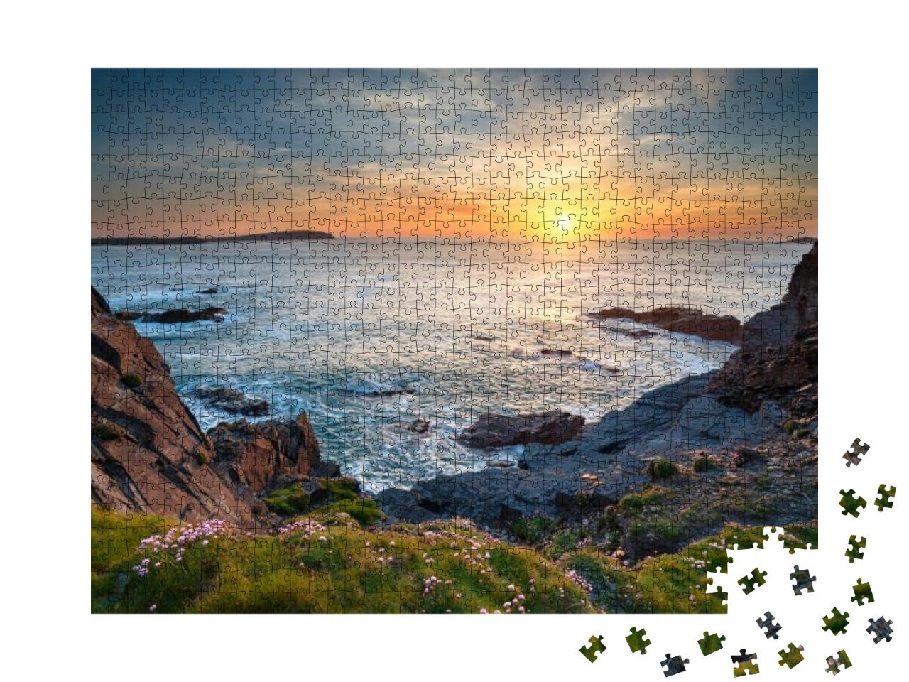 Sunset At Longcarrow Cove Near Padstow in Cornwall... Jigsaw Puzzle with 1000 pieces
