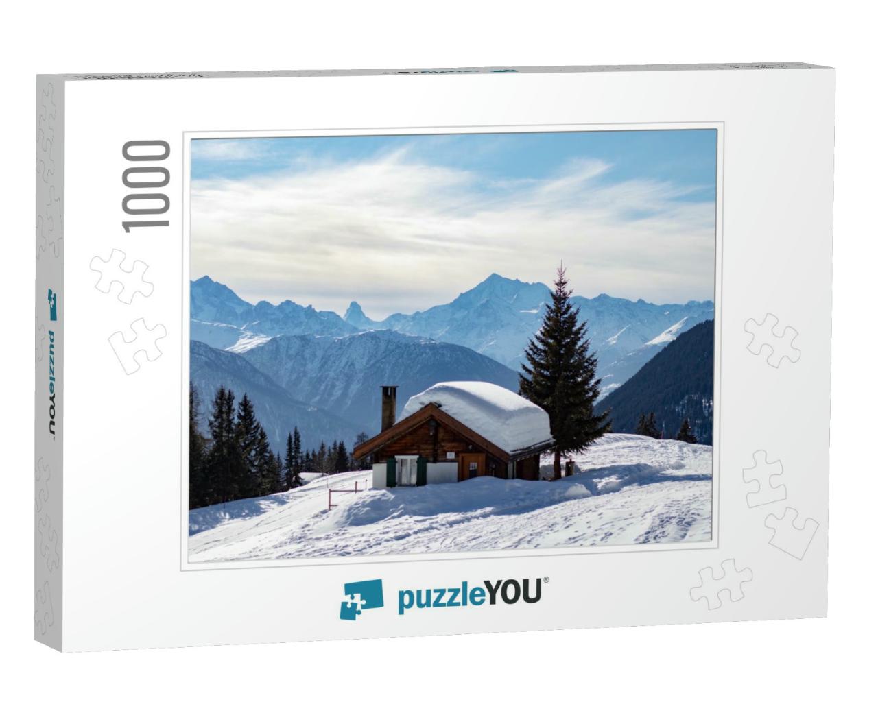 A Tiny House in the Swiss-Alps! with Lot of Snow & Perfec... Jigsaw Puzzle with 1000 pieces