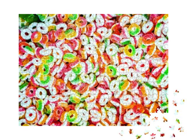 Sweet Candy Background. Chaotic Sweet Colorful Jelly Oval... Jigsaw Puzzle with 1000 pieces