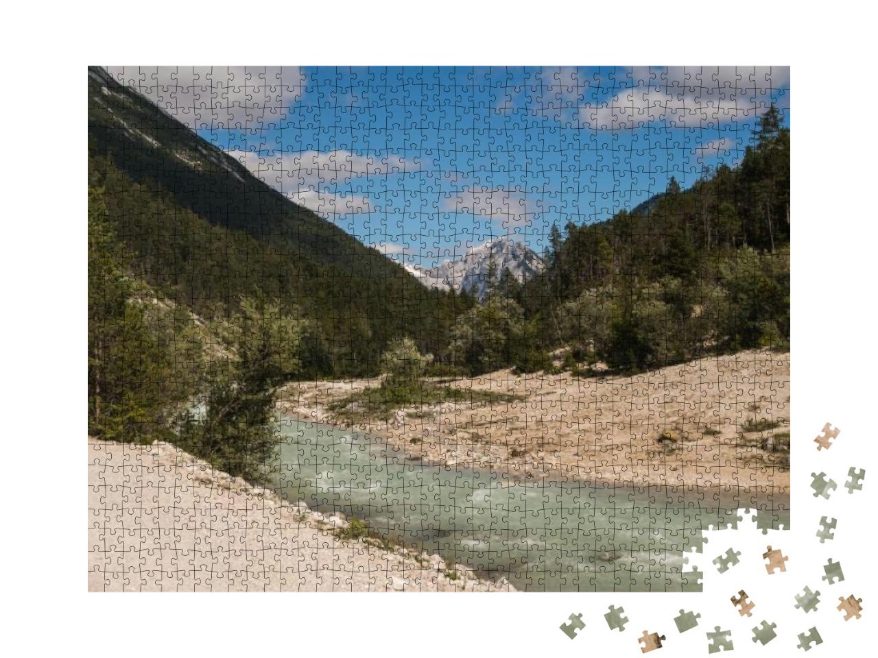 View of the Isar River Close to Scharnitz Village, Austri... Jigsaw Puzzle with 1000 pieces