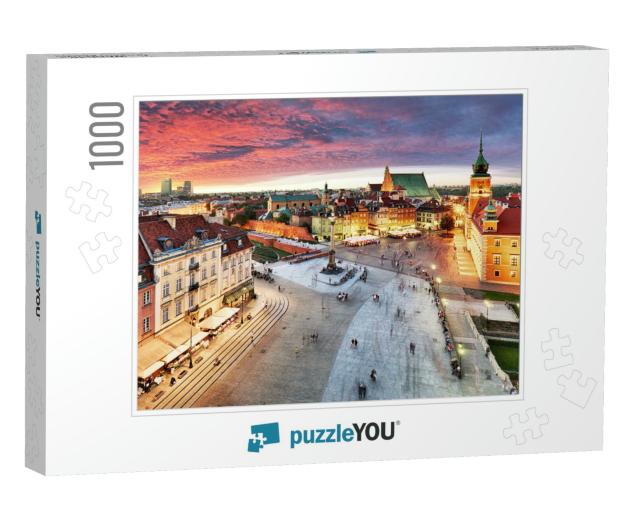 Warsaw, Royal Castle & Old Town At Sunset, Poland... Jigsaw Puzzle with 1000 pieces