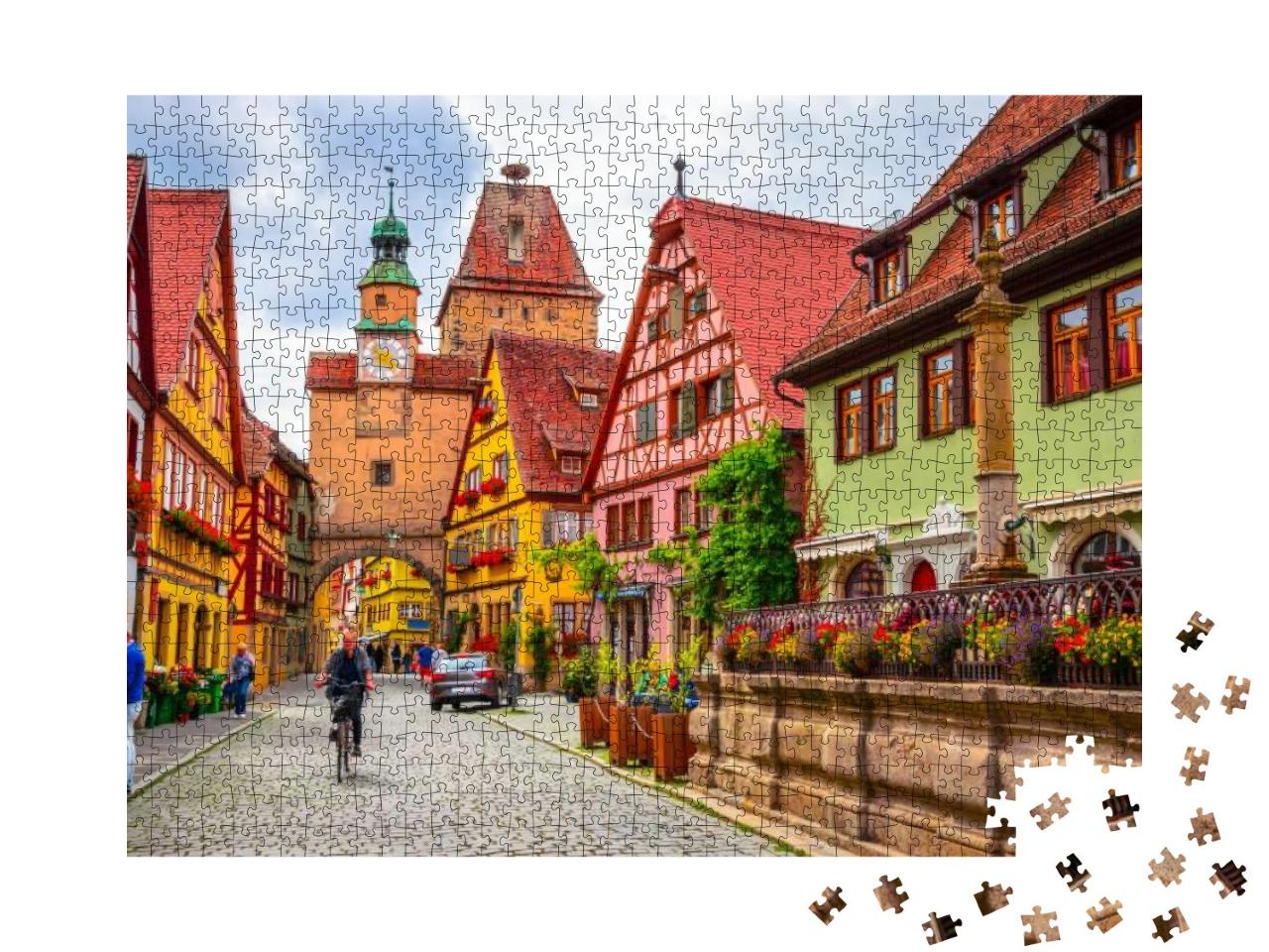 Beautiful Streets in Rothenburg Ob Der Tauber with Tradit... Jigsaw Puzzle with 1000 pieces
