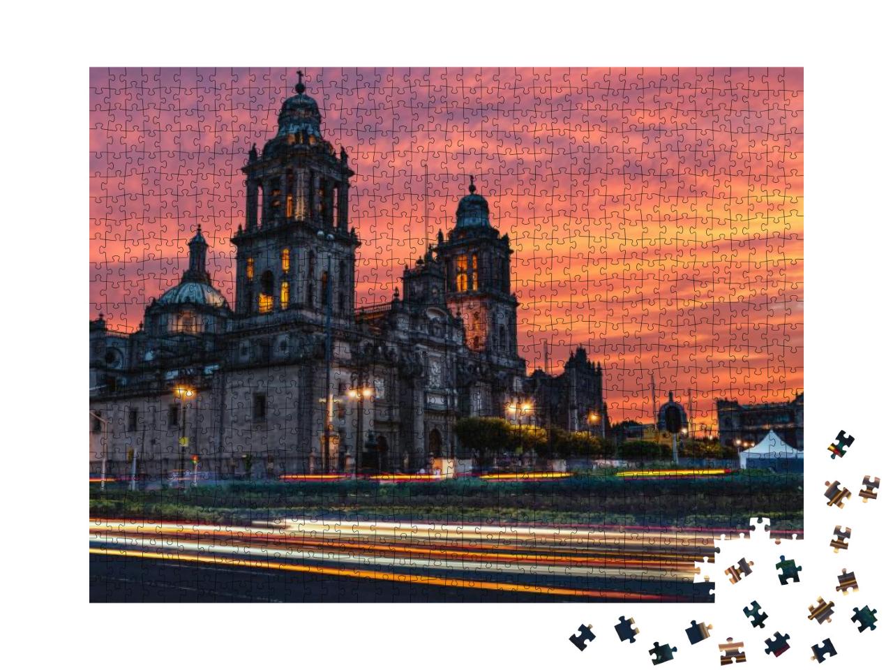 The Sun Rises Over the Mexico City Metropolitan Cathedral... Jigsaw Puzzle with 1000 pieces