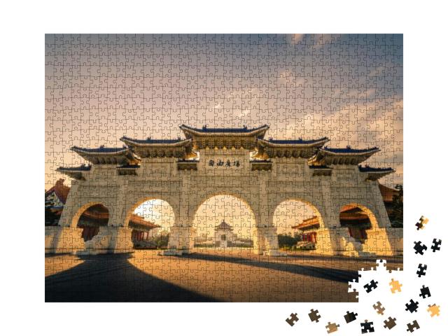 Front Gate of Chiang Kai-Shek Memorial Hall At Dawn, Taip... Jigsaw Puzzle with 1000 pieces