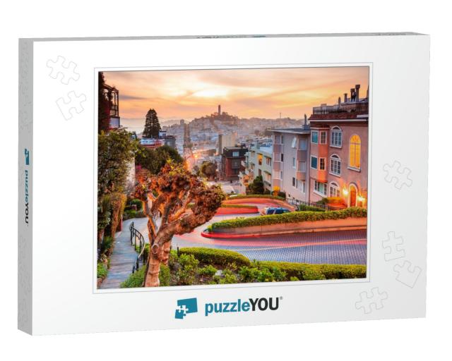 Famous Lombard Street in San Francisco At Sunrise... Jigsaw Puzzle