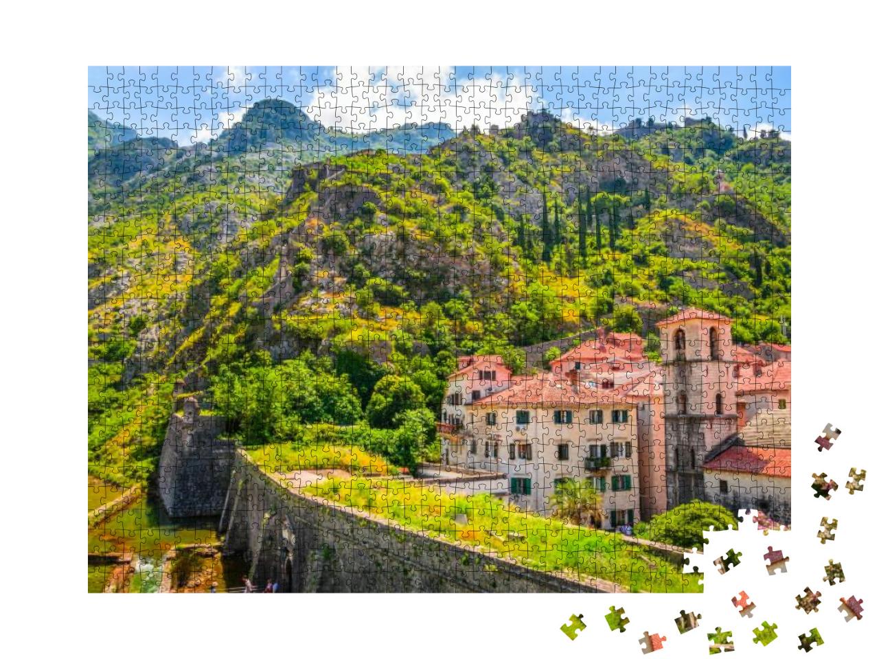 Beautiful Narrow Streets of Old Town Kotor, Montenegro... Jigsaw Puzzle with 1000 pieces