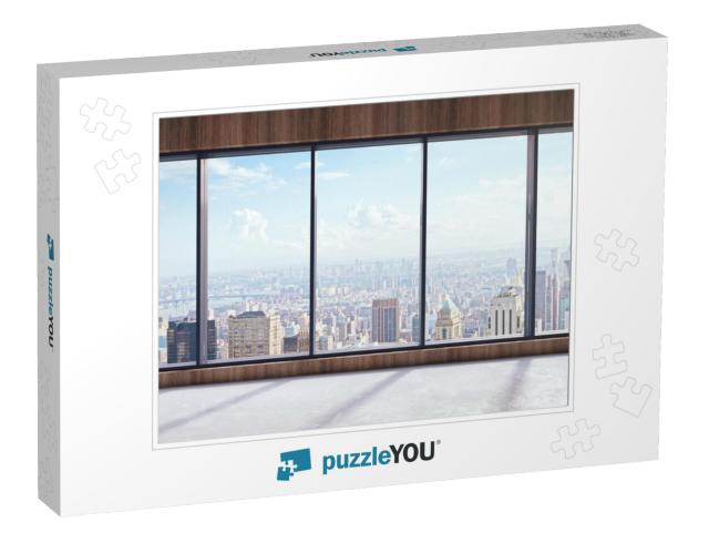 Modern Empty Office Interior with Panoramic City View & S... Jigsaw Puzzle