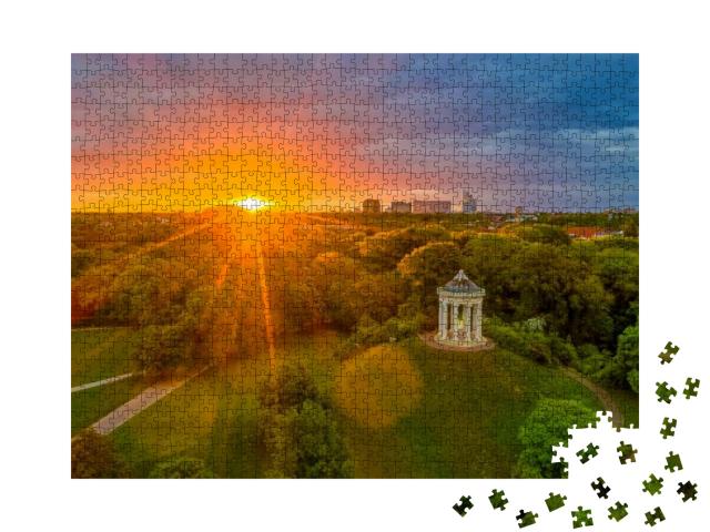 Early in the Morning, the Monopteros Temple in the Englis... Jigsaw Puzzle with 1000 pieces