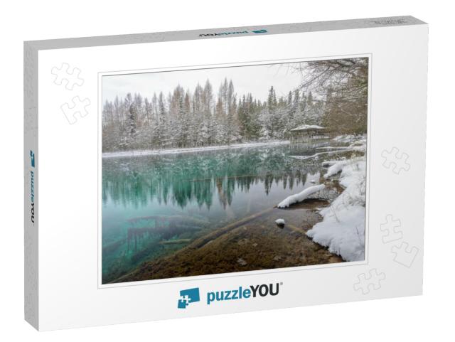 Kitch-Iti-Kipi, Big Spring. Fresh Snow in the Forest Alon... Jigsaw Puzzle