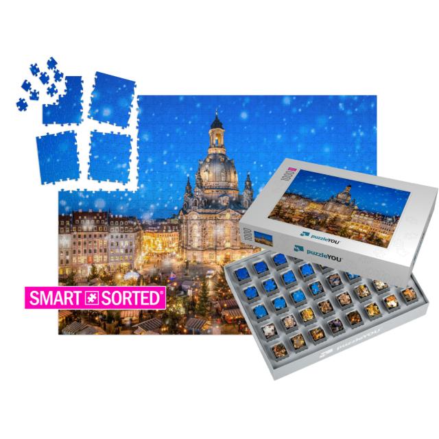 Traditional German Christmas Market in Front of the Dresd... | SMART SORTED® | Jigsaw Puzzle with 1000 pieces