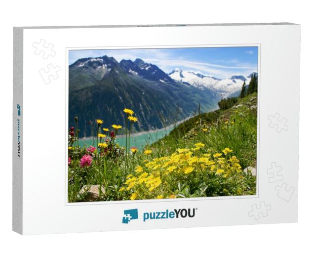 Mountain Pasture in Zillertal Area, Austria with Blooming... Jigsaw Puzzle