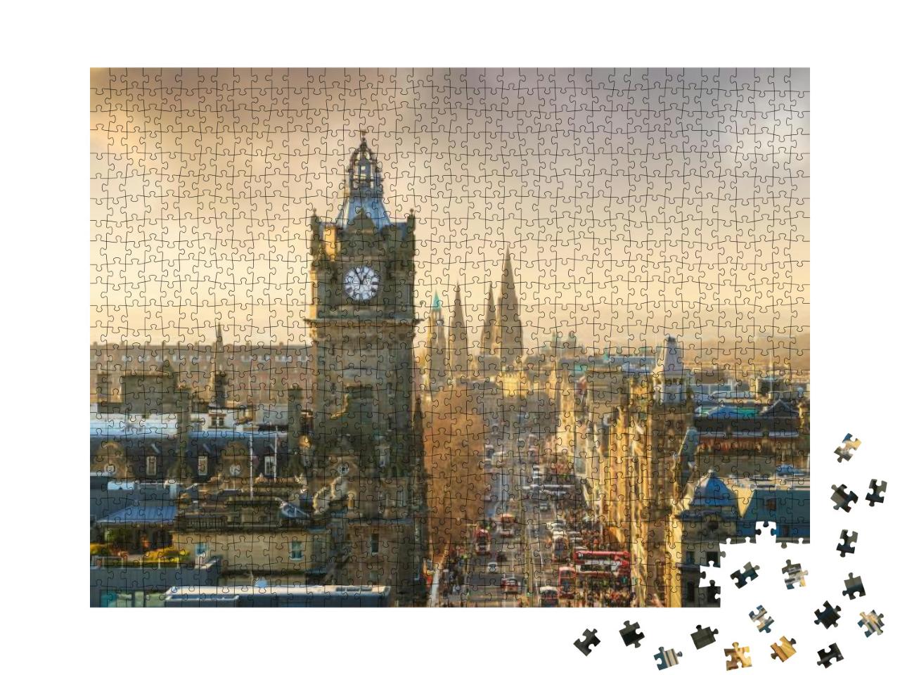 Old Town Edinburgh & Edinburgh Castle in Scotland Uk... Jigsaw Puzzle with 1000 pieces