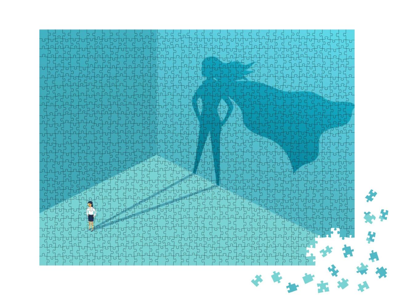Businesswoman with Shadow Superhero. Super Manager Leader... Jigsaw Puzzle with 1000 pieces