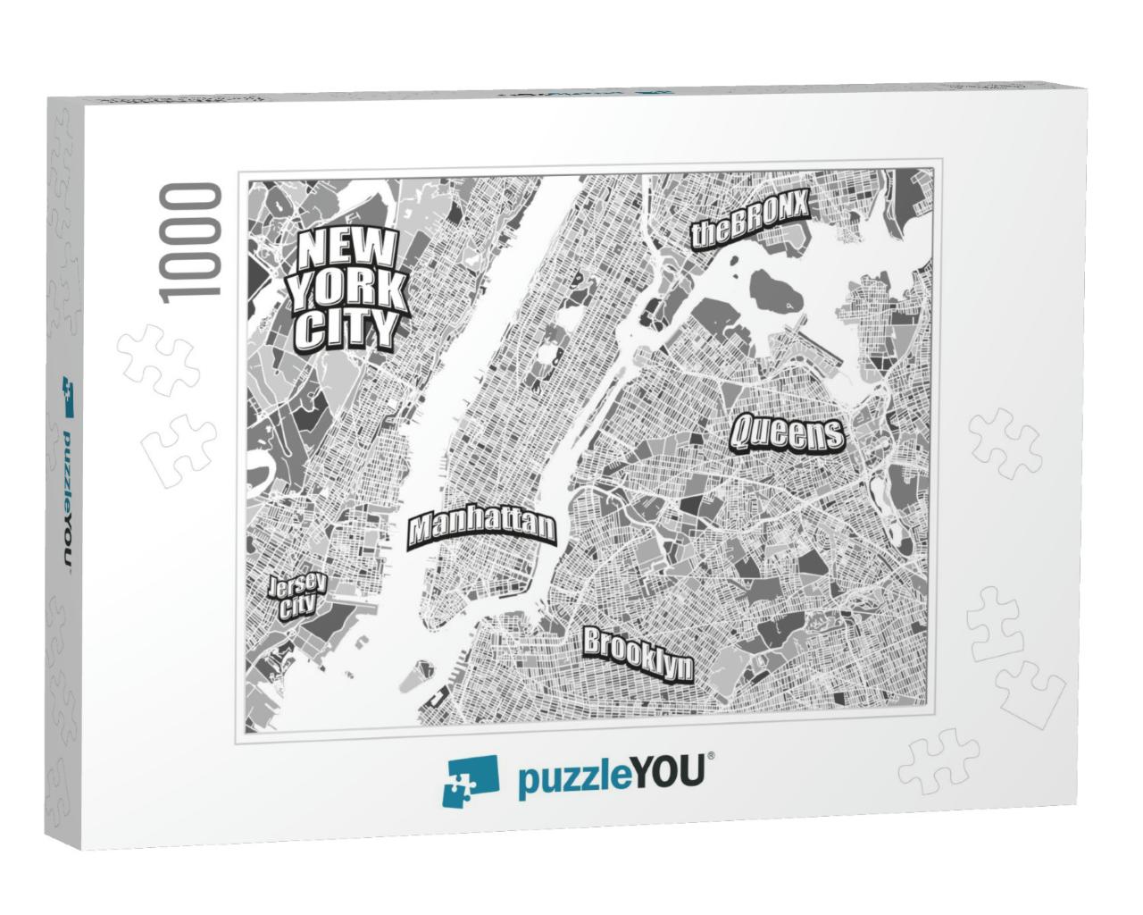 New York City District Map. Very Detailed Version Without... Jigsaw Puzzle with 1000 pieces