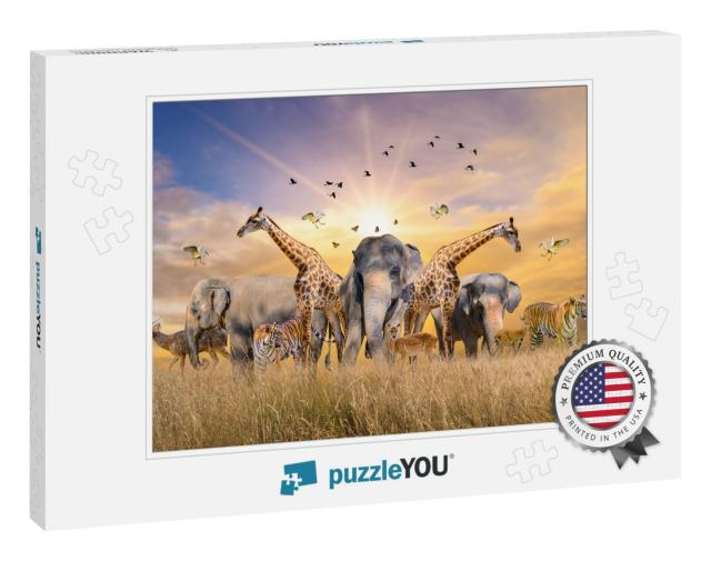 Large Group of African Safari Animals. Wildlife Conservat... Jigsaw Puzzle