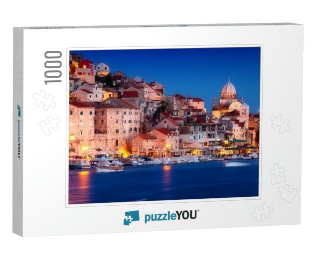 Old City Sibenik At Night, Waterfront View, Croatia. Even... Jigsaw Puzzle with 1000 pieces