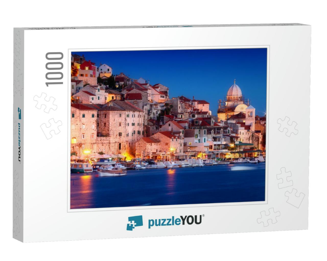 Old City Sibenik At Night, Waterfront View, Croatia. Even... Jigsaw Puzzle with 1000 pieces
