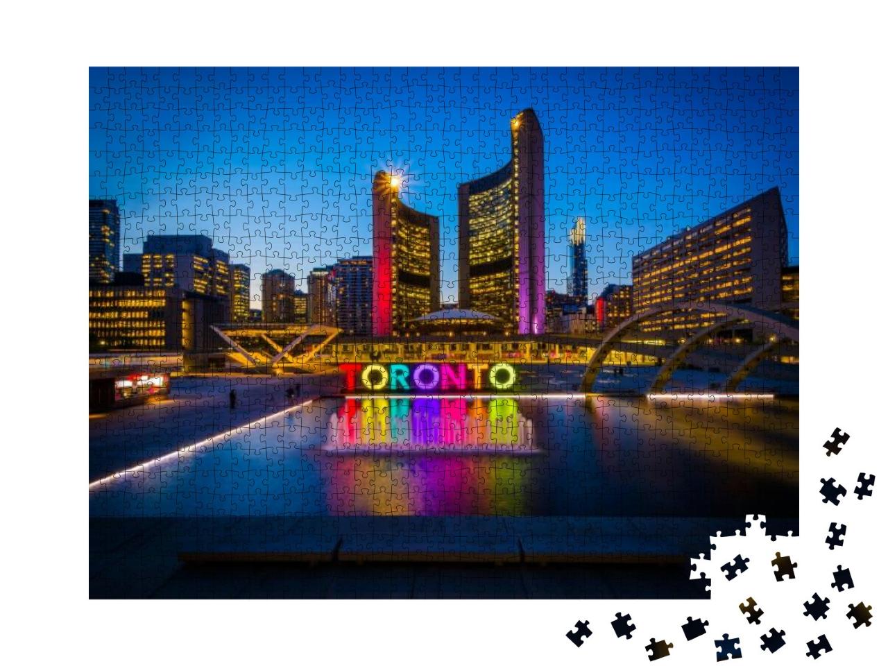 View of Nathan Phillips Square & Toronto Sign in Downtown... Jigsaw Puzzle with 1000 pieces