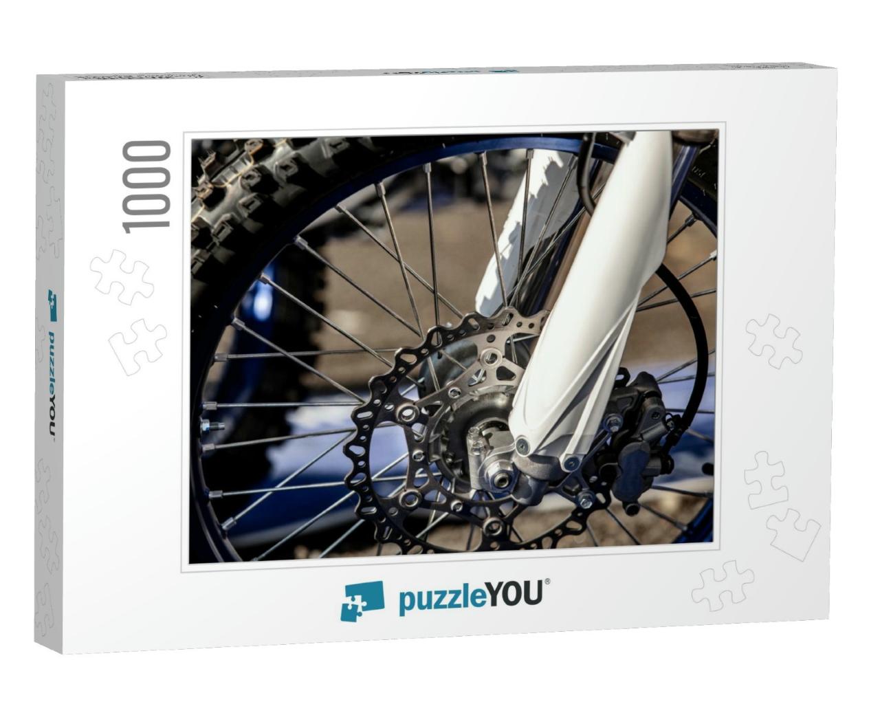Close-Up of the Front Wheel of a Racing Cross-Country Mot... Jigsaw Puzzle with 1000 pieces