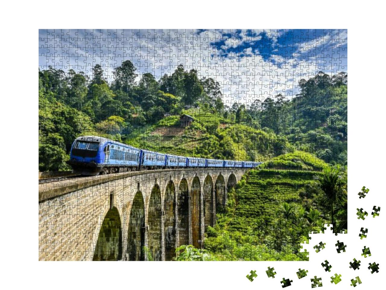 Railway Train Bridge on Mountain Green Natural Landscape... Jigsaw Puzzle with 1000 pieces