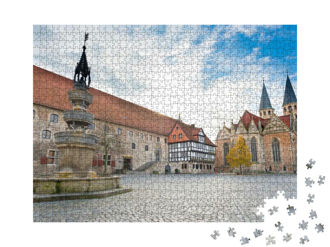 Fountain At a Medieval Square in Braunschweig, Germany... Jigsaw Puzzle with 1000 pieces