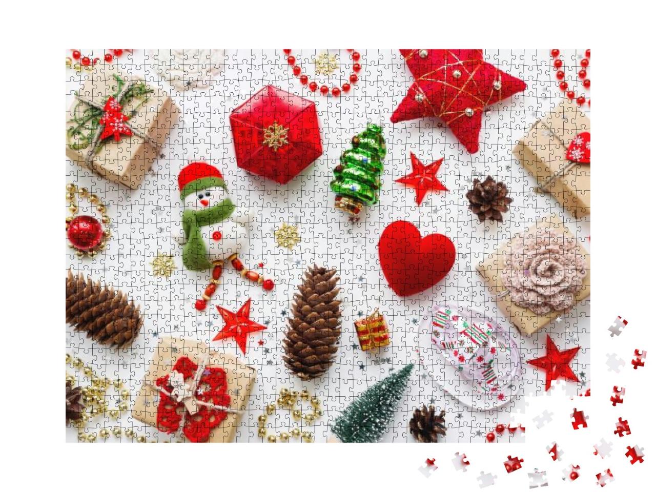 Christmas Background with Decorations. New Year Symbol -... Jigsaw Puzzle with 1000 pieces