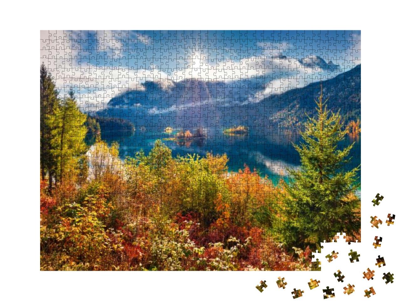 Beautiful Autumn Scenery. Astonishing Morning View of Eib... Jigsaw Puzzle with 1000 pieces