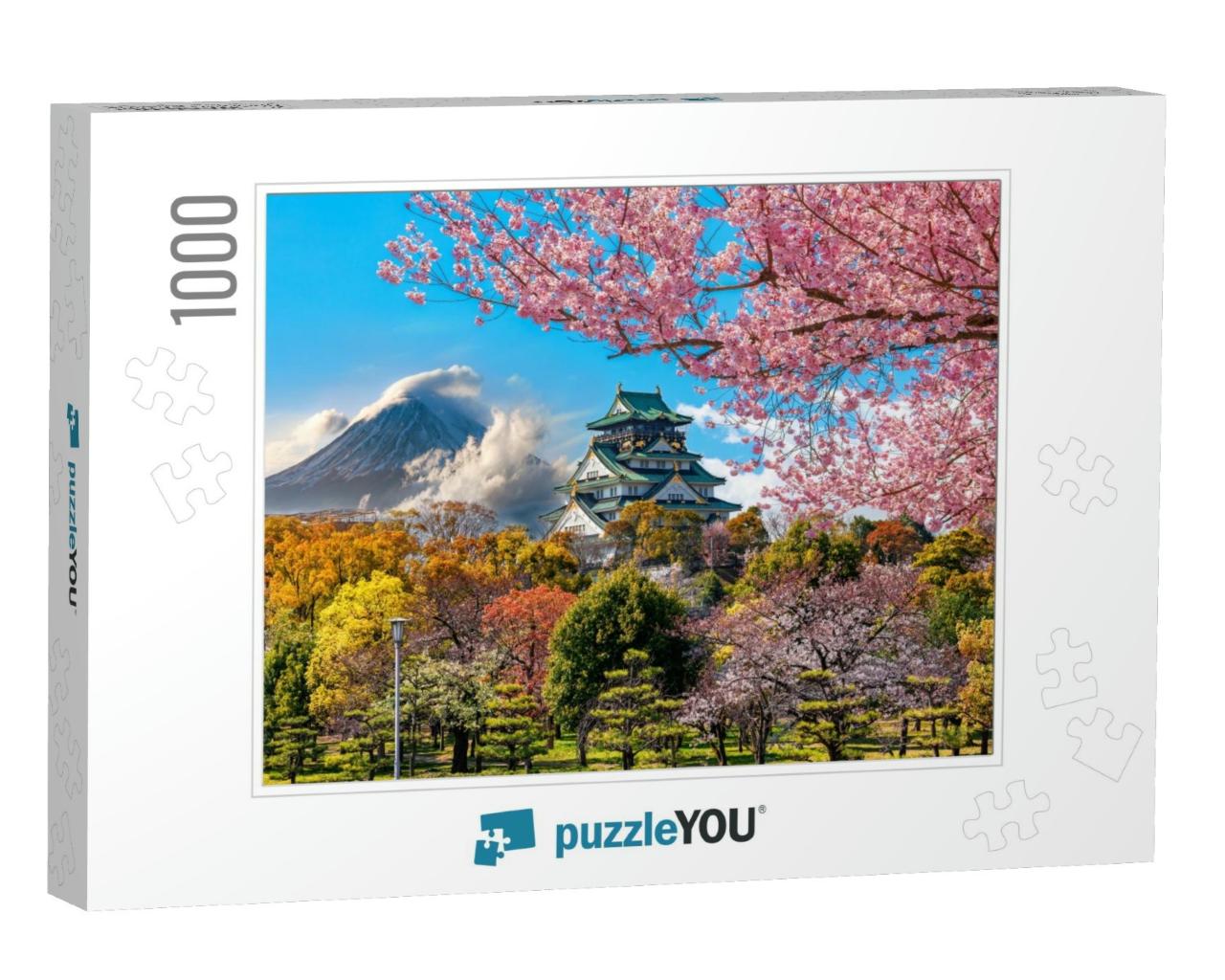 Osaka Castle & Full Cherry Blossom, with Fuji Mountain Ba... Jigsaw Puzzle with 1000 pieces